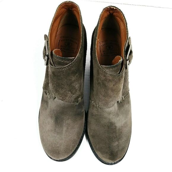 Lucky Brand Mickie Grey Suede Heeled Buckle Booties - Picture 5 of 10